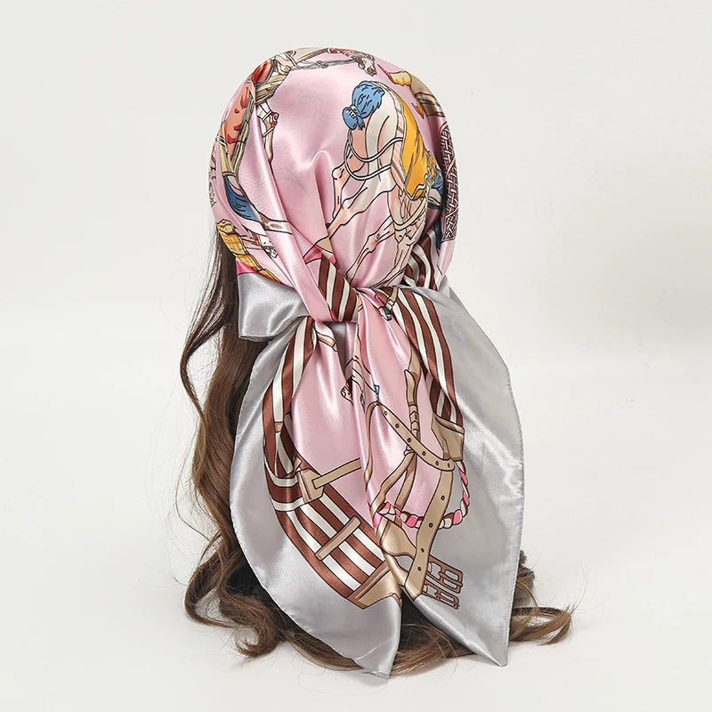 Printed Satin Square Scarf