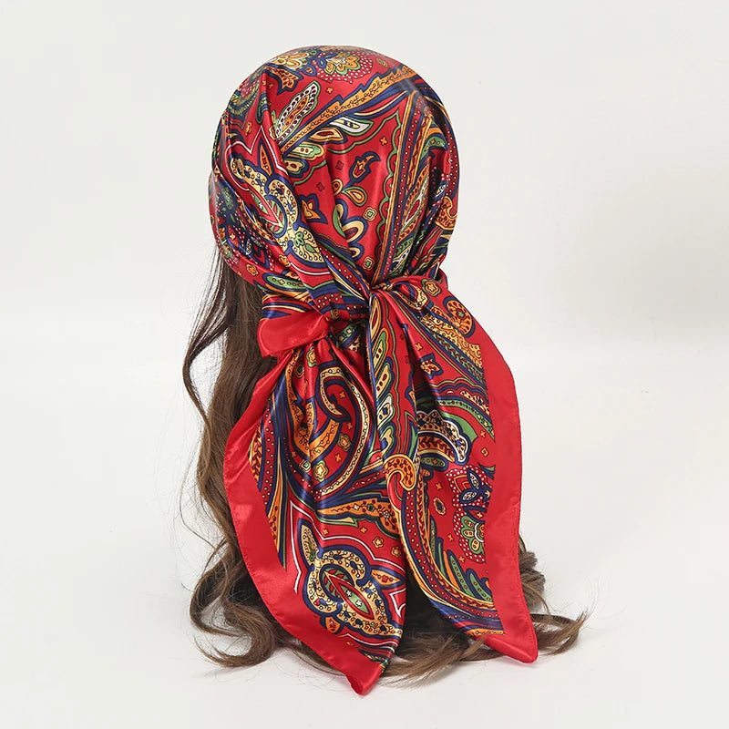 Printed Satin Square Scarf