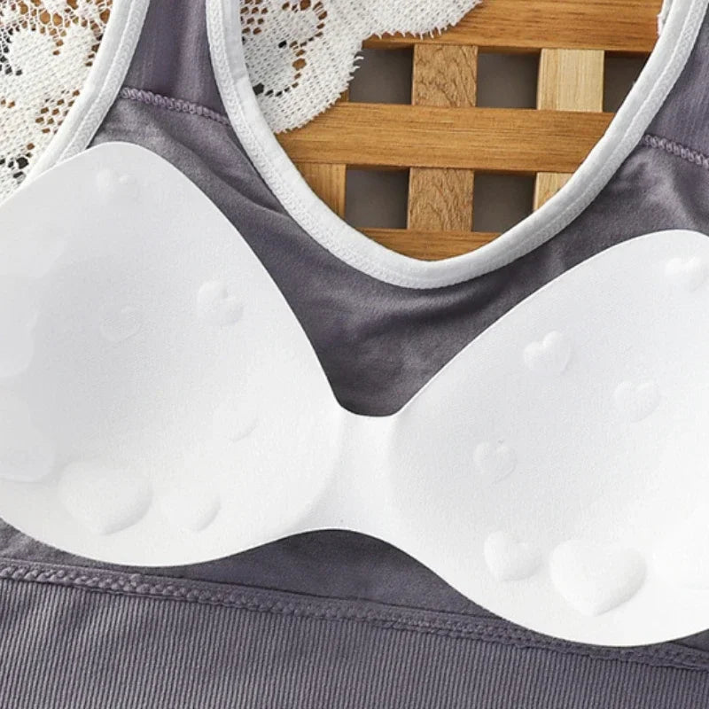 U-Shaped Women's Seamless Yoga Bra D Letter Push Up Sports Top Shockproof Crop Top Anti-sweat Fitness Underwear All-Match Vest