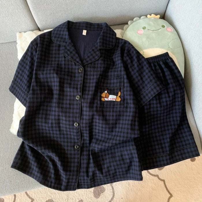 Plaid Dog PJ Set