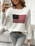 American Flag Knit Pullover Sweater