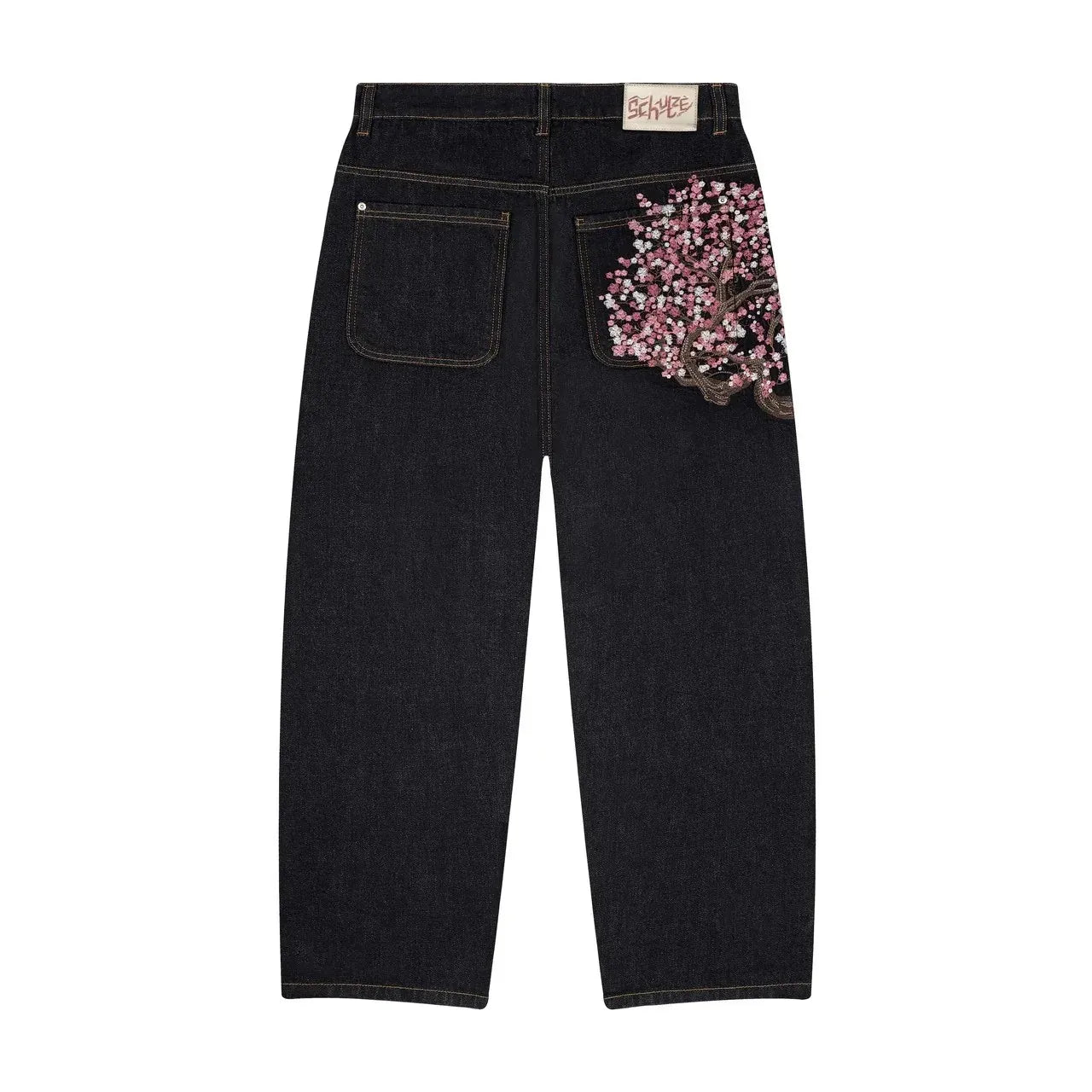 Gothic Embroidery Low Rise Flare Jeans