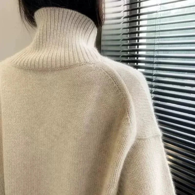 100% Cashmere Turtleneck Oversized Pullover