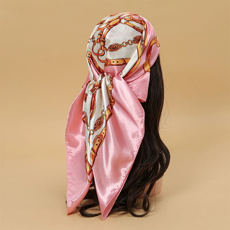 Printed Satin Square Scarf