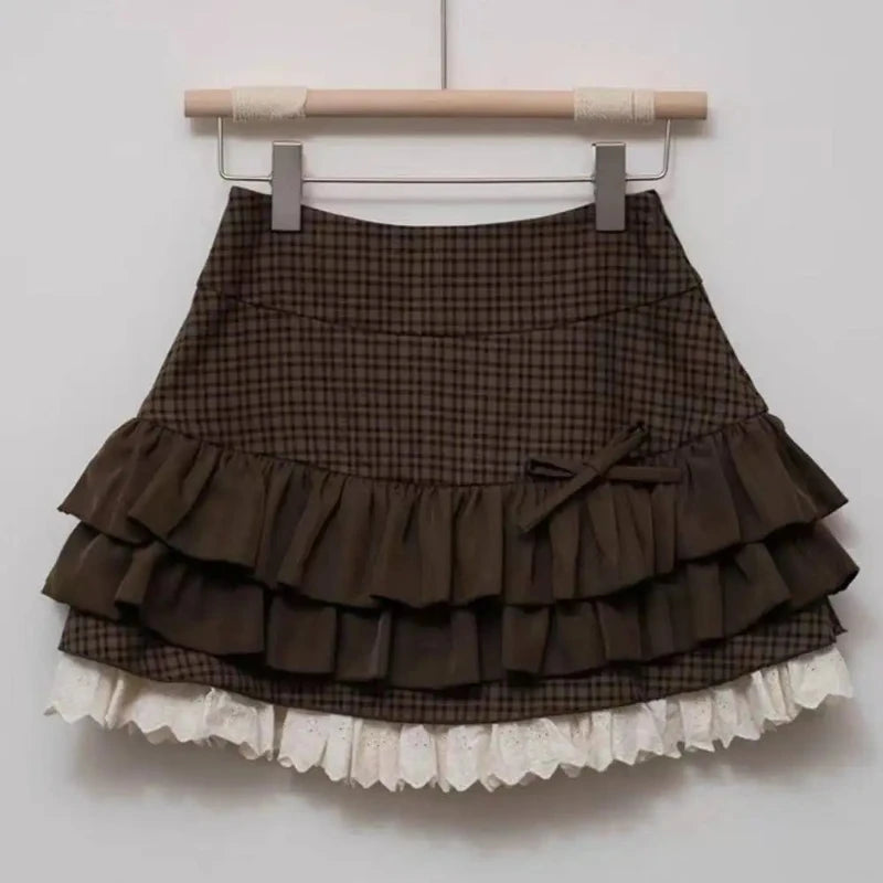 Y2K Riveted Belt A-Line Denim Mini Skirt