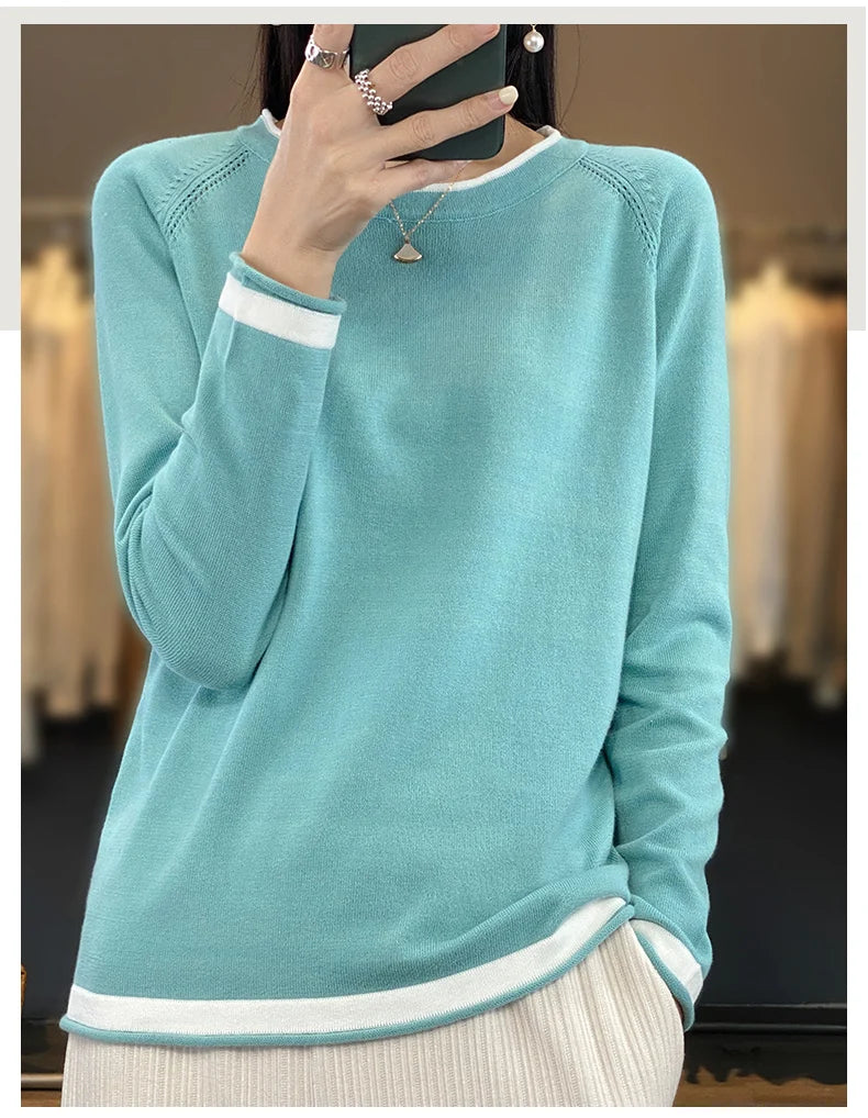 Cotton Round-Neck Loose Knit Sweater