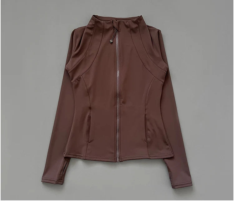 athletic slim fit quick drying zipper running jacket women dryfit outer wear yoga training fitness jacket with thumb hole