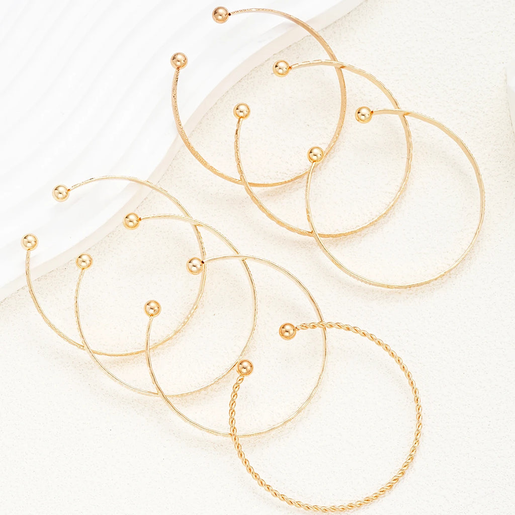 Gold Heart Cuff Bracelet Set