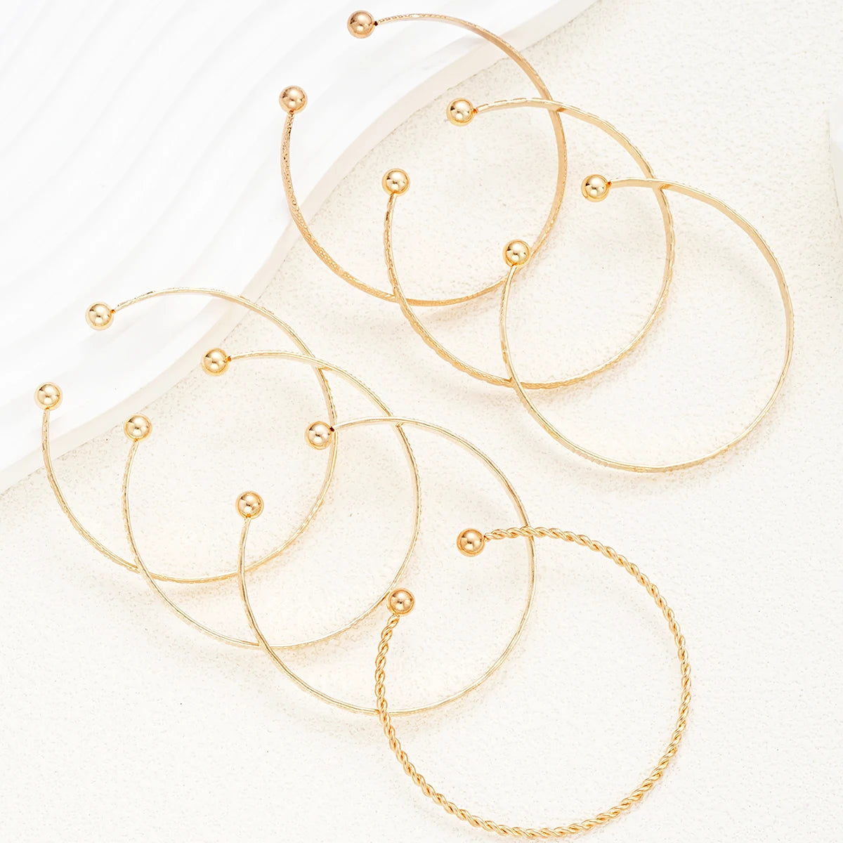 Gold Heart Cuff Bracelet Set
