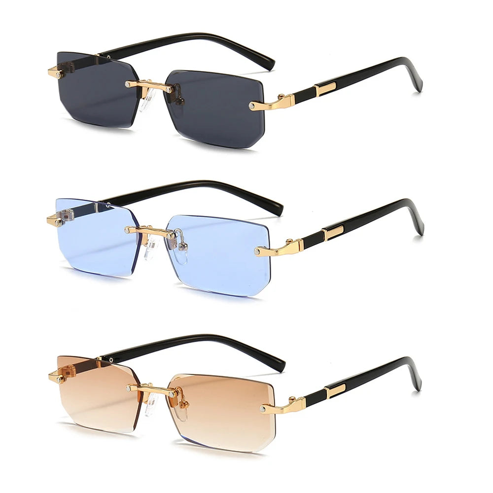 Rimless Rectangle Mirror Sunglasses