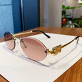 Oval Rimless Cut-Edge Sunglasses