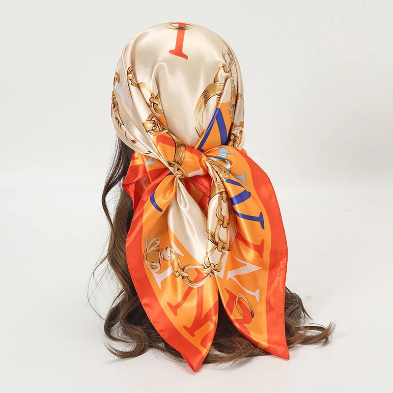Printed Satin Square Scarf