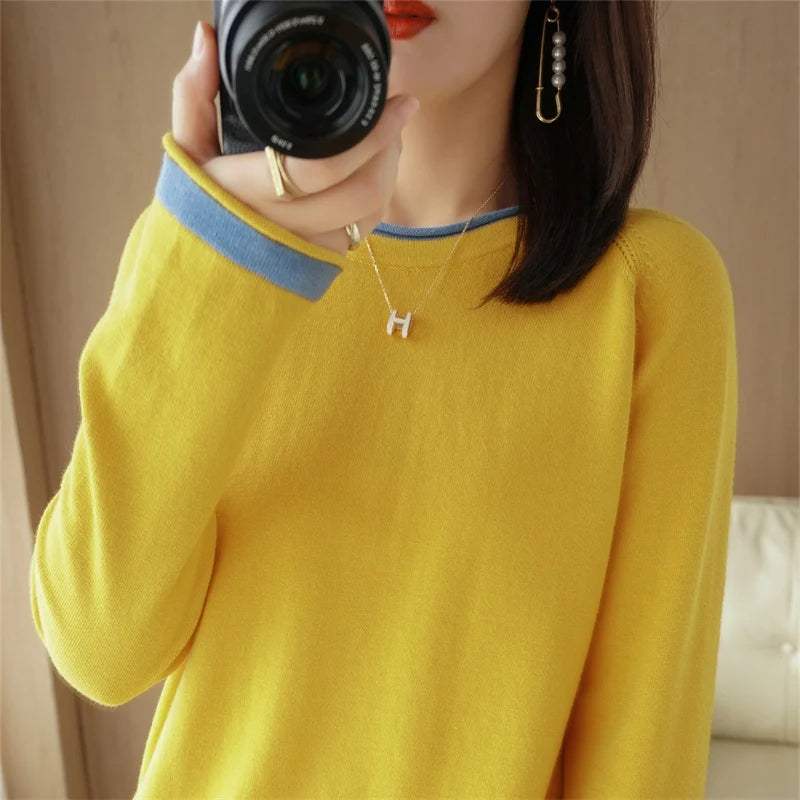 Cotton Round-Neck Loose Knit Sweater