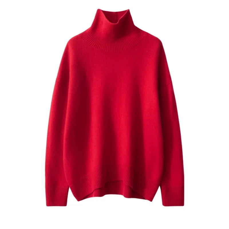100% Cashmere Turtleneck Oversized Pullover
