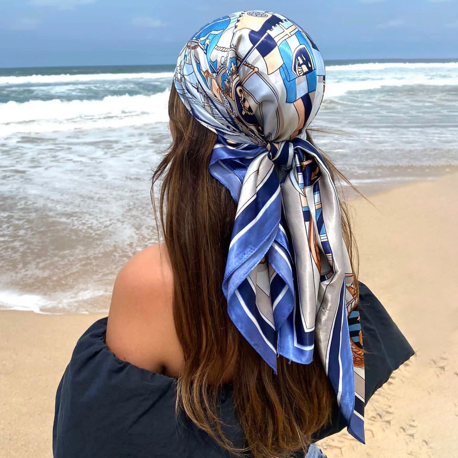 Printed Satin Square Scarf