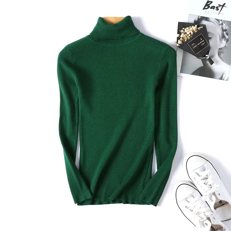 Ribbed Foldover Turtleneck Sweater