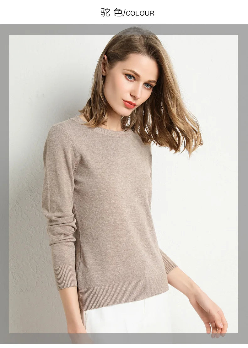 Slim Wool-Blend O-Neck Pullover