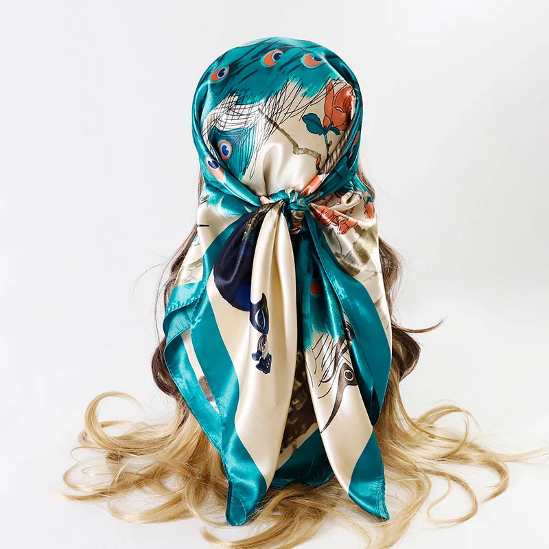 Printed Satin Square Scarf