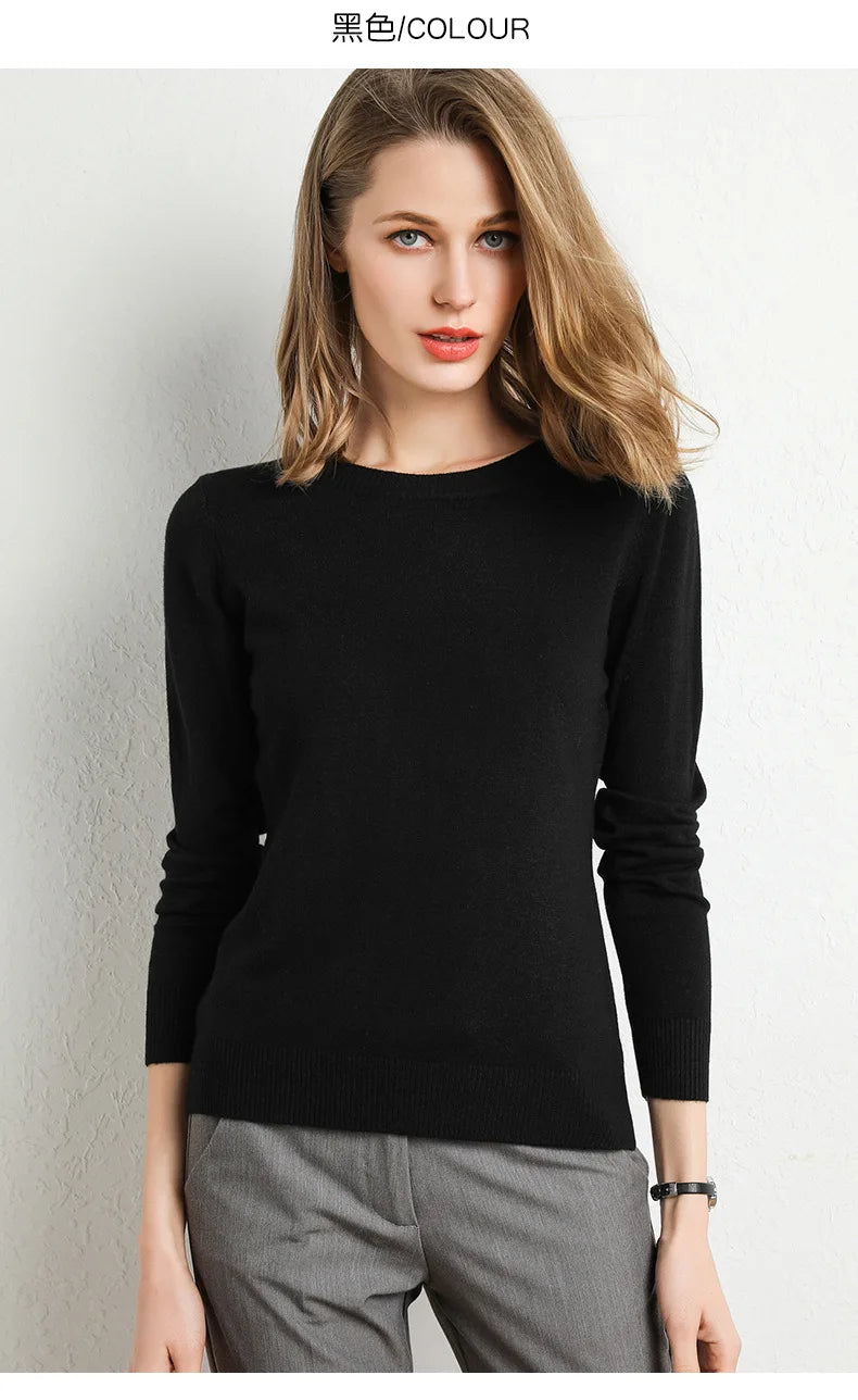 Slim Wool-Blend O-Neck Pullover