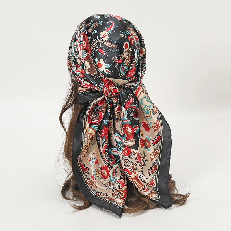Printed Satin Square Scarf