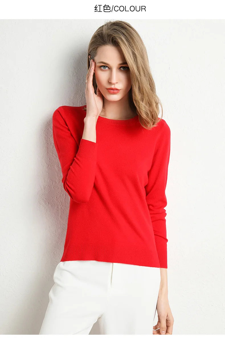 Slim Wool-Blend O-Neck Pullover