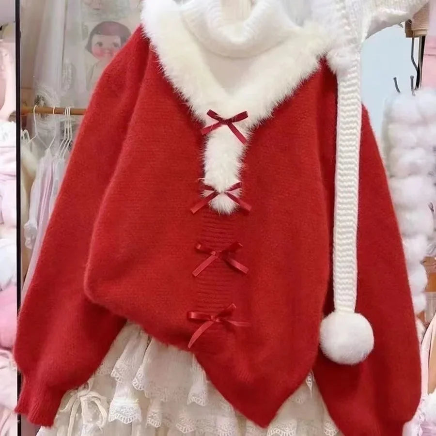Bow Off-Shoulder Knit Sweater