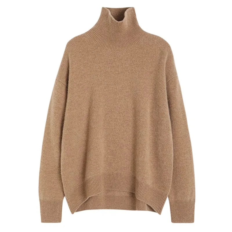 100% Cashmere Turtleneck Oversized Pullover