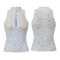 Women Retro Tank Tops Cut Out Mockneck Sleeveless Slim Fit Vest Trendy Summer Lace Corset Streetwear