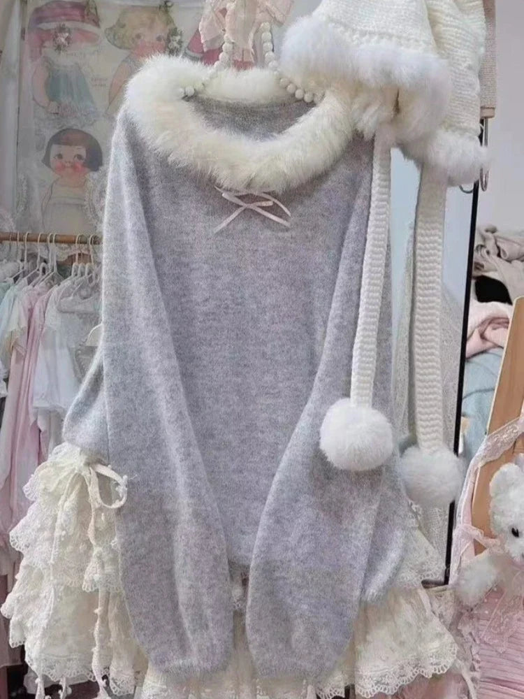 Bow Off-Shoulder Knit Sweater