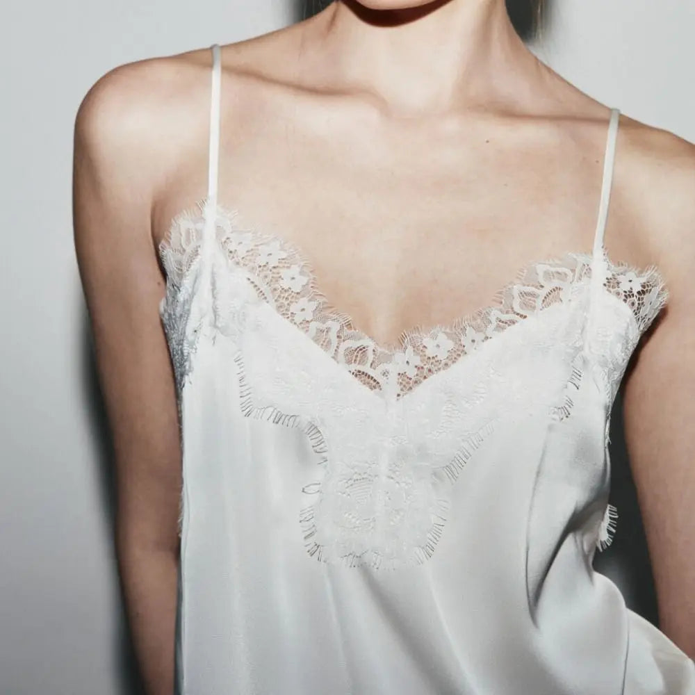 Chic Asymmetrical Lace Lace Patchwork Top Sexy Lace Sleeveless Camisole Tops Backless V Neck Backless Tops Summer Wear