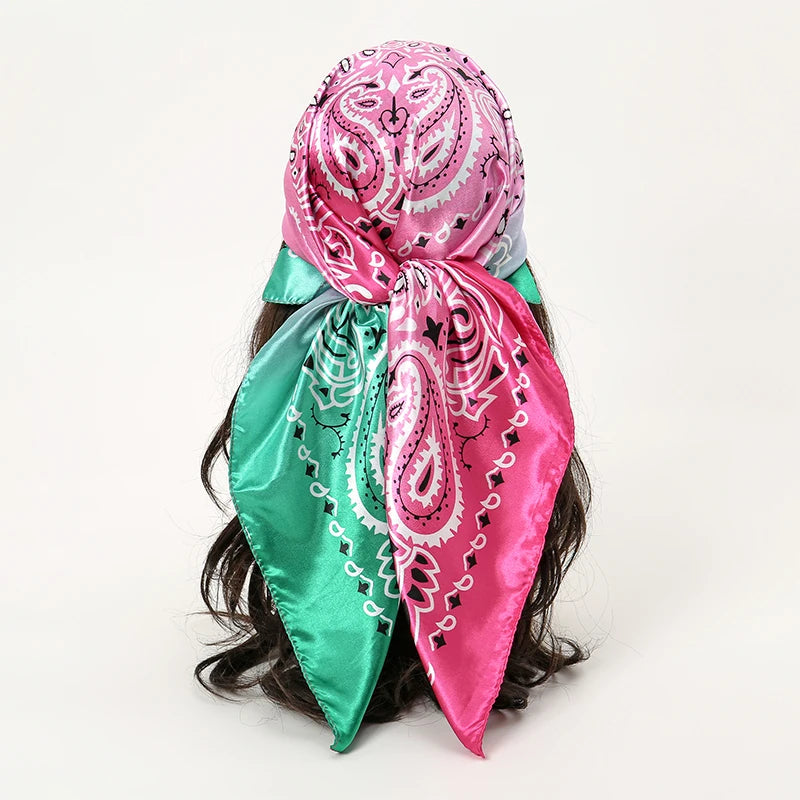 Printed Satin Square Scarf
