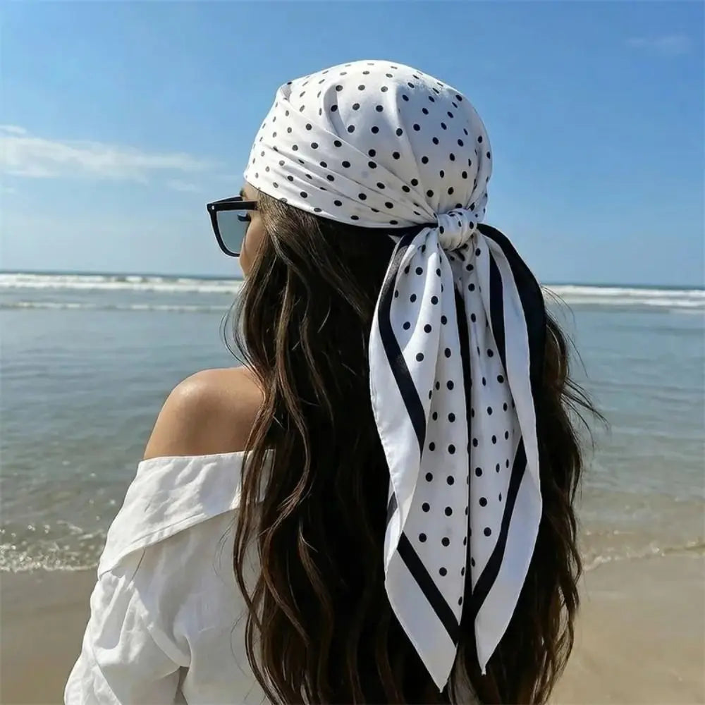 Elegant Printed Dot Print Scarf Geometric Shape Spicy Girls Polka Dot Silk Scarf Headband Hip Hop Small Square Scarf Beach