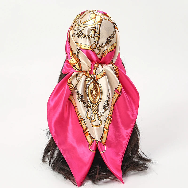 Printed Satin Square Scarf