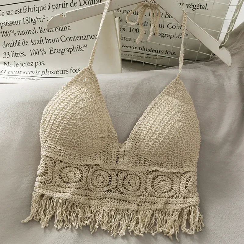 Ivory Lace Halter Crop Top
