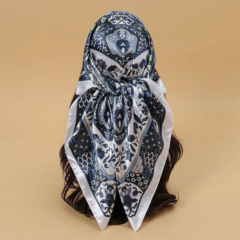 Printed Satin Square Scarf