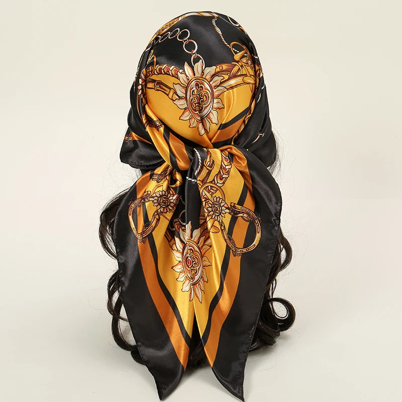Printed Satin Square Scarf