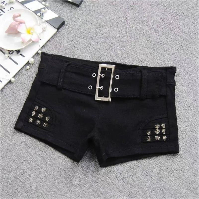 Vintage Print Low Rise Mini Shorts