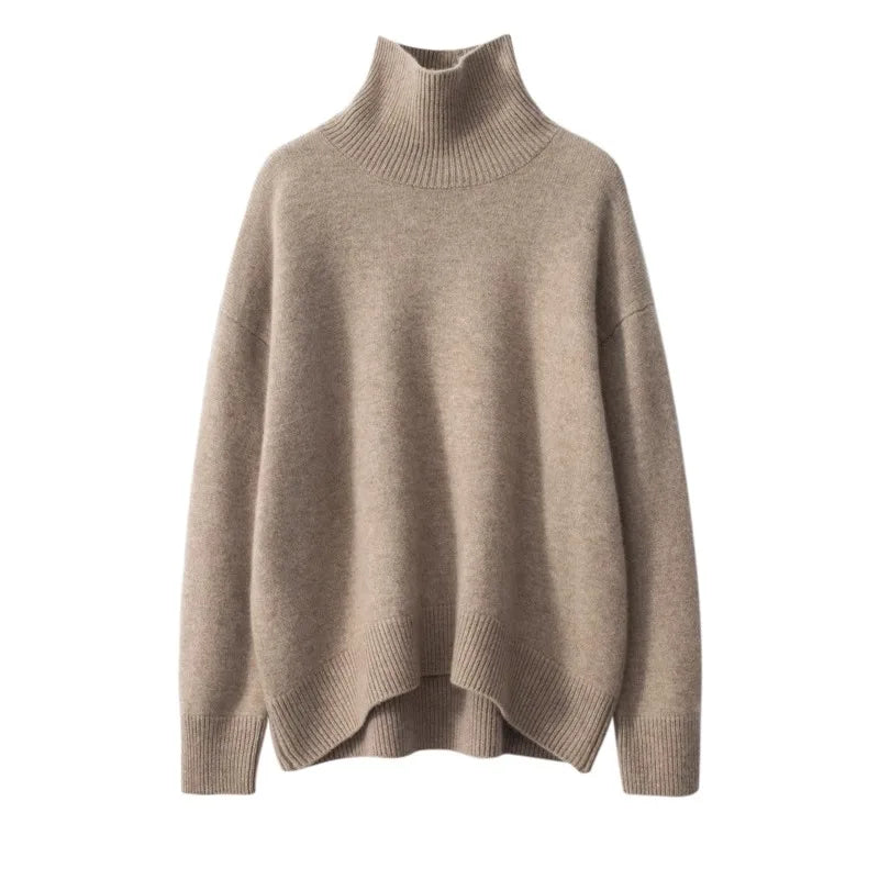 100% Cashmere Turtleneck Oversized Pullover
