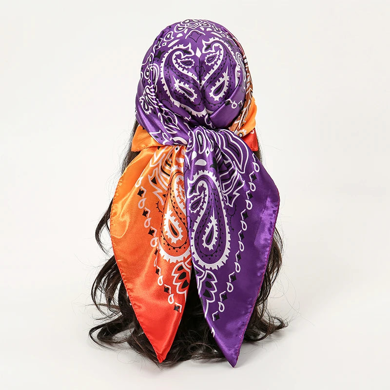 Printed Satin Square Scarf
