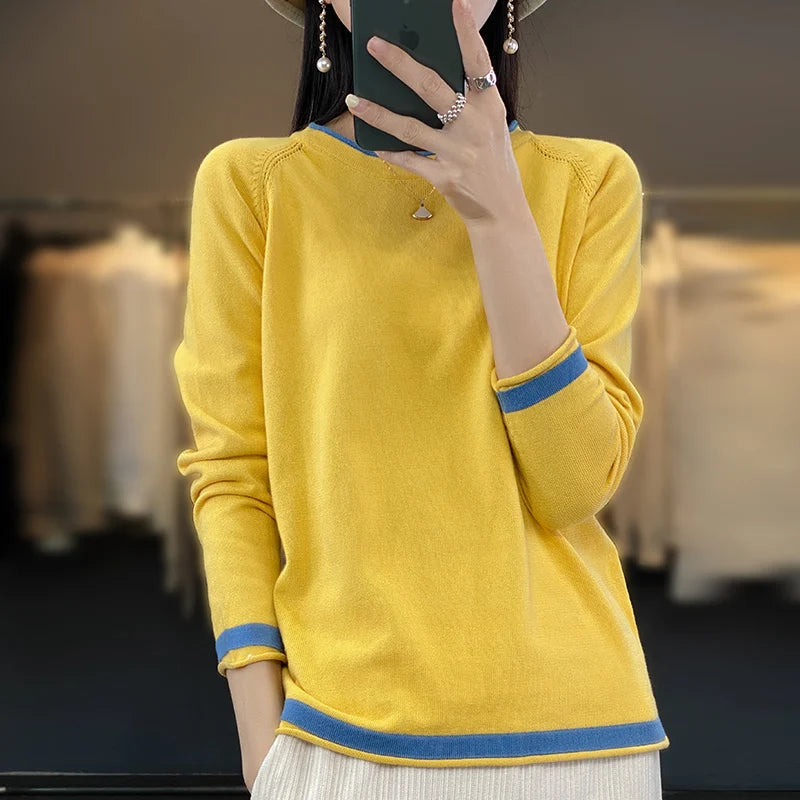 Cotton Round-Neck Loose Knit Sweater