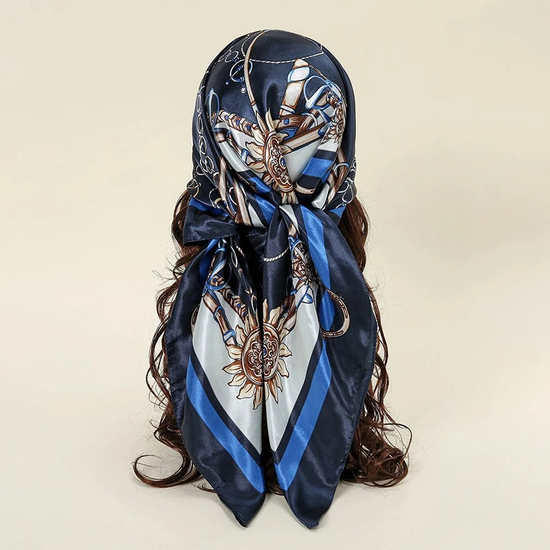 Printed Satin Square Scarf