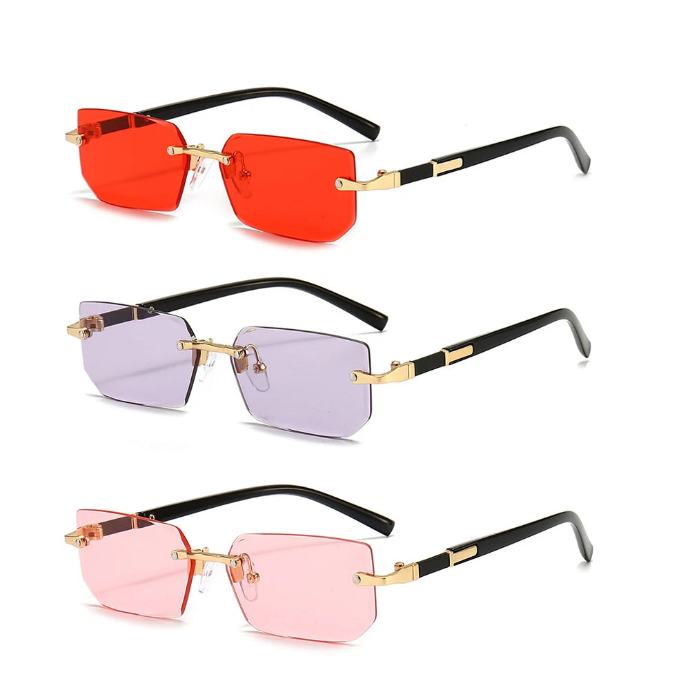 Rimless Rectangle Mirror Sunglasses