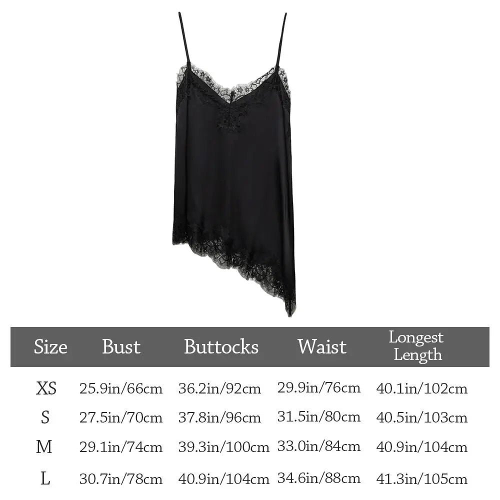 Chic Asymmetrical Lace Lace Patchwork Top Sexy Lace Sleeveless Camisole Tops Backless V Neck Backless Tops Summer Wear