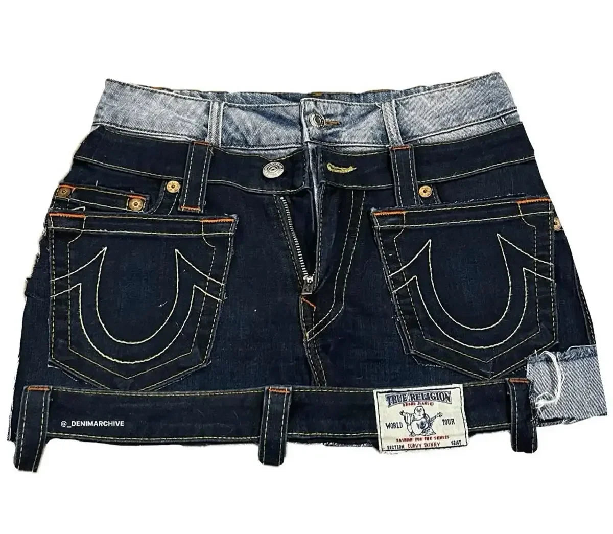 Saint Ivy Y2K Letter Embroidery Patch Denim Mini Skirt