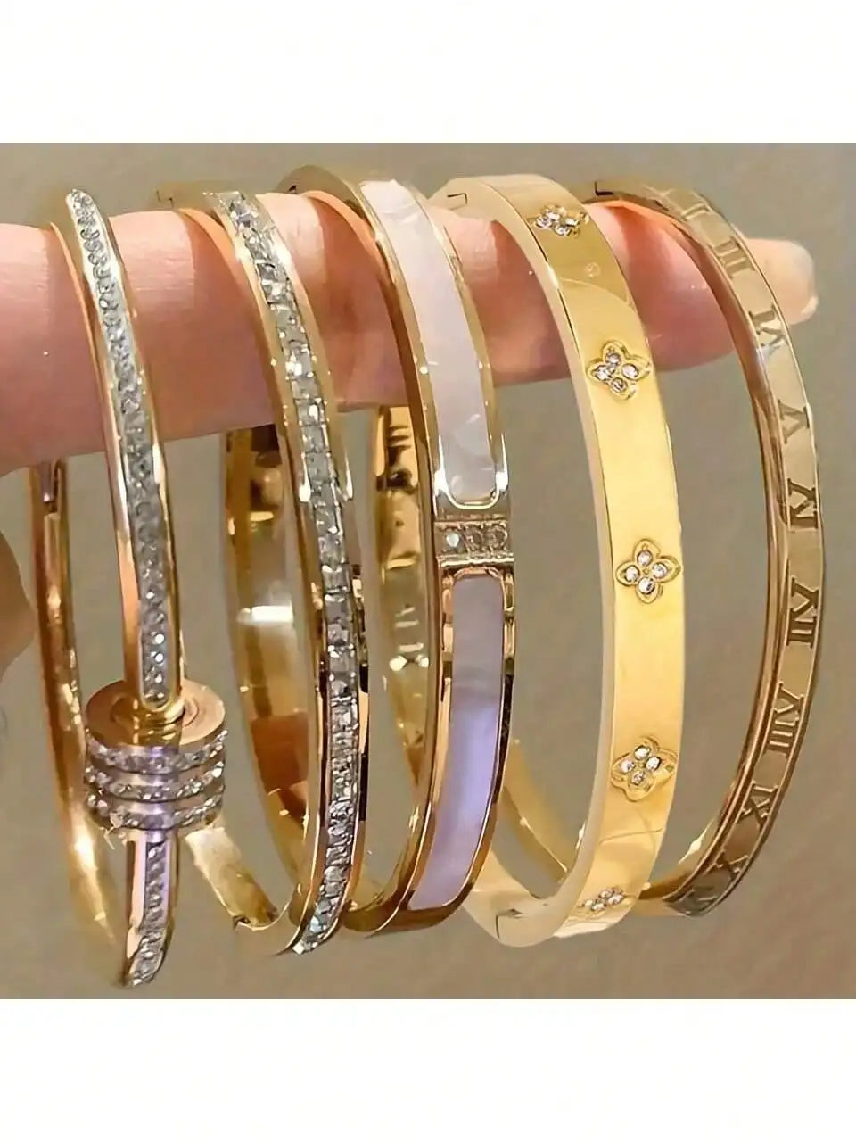 1pcs Classic Versatile  Stackable Bracelets Shiny Decoration Non-Fading High-End Jewelry
