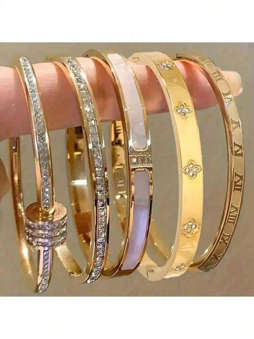 1pcs Classic Versatile  Stackable Bracelets Shiny Decoration Non-Fading High-End Jewelry