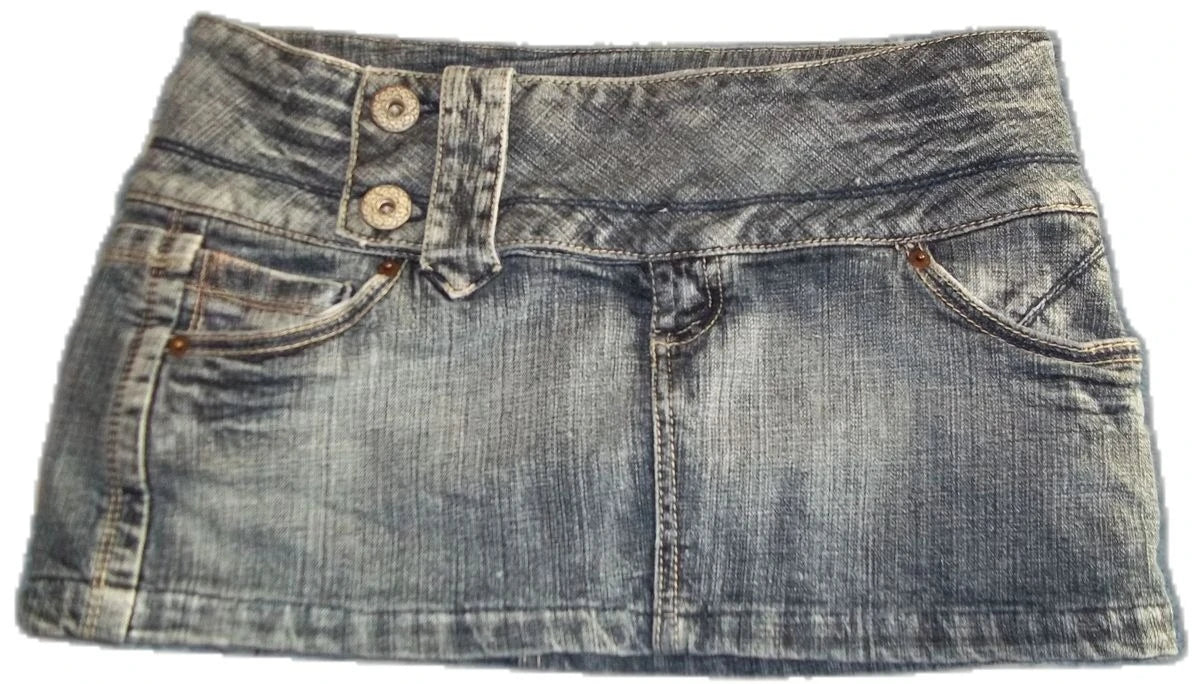 Y2K Wing Embroidery Low-Waist Denim Mini Skirt
