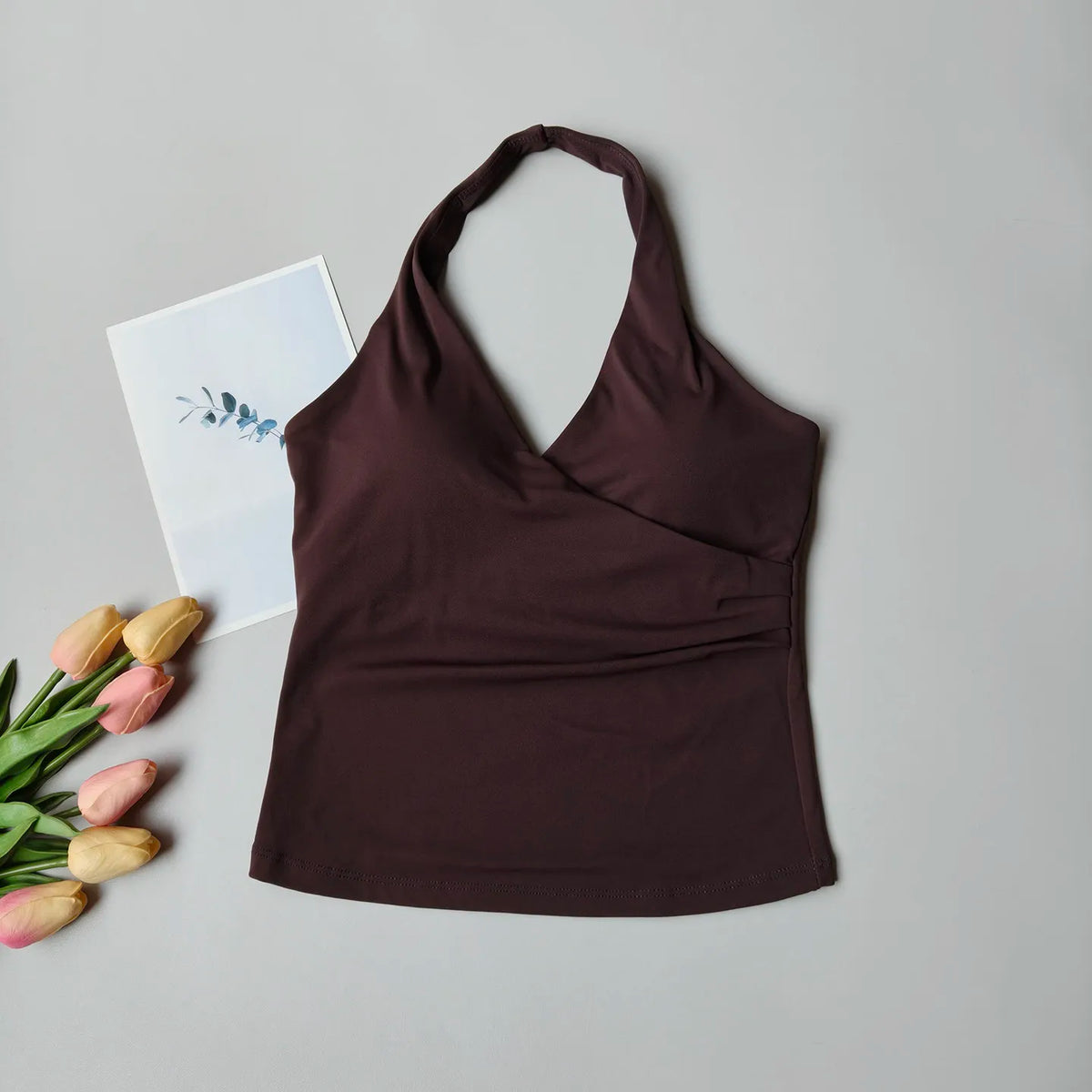Cross Halter V-Neck Sports Bra Vest — Removable Chest Pad