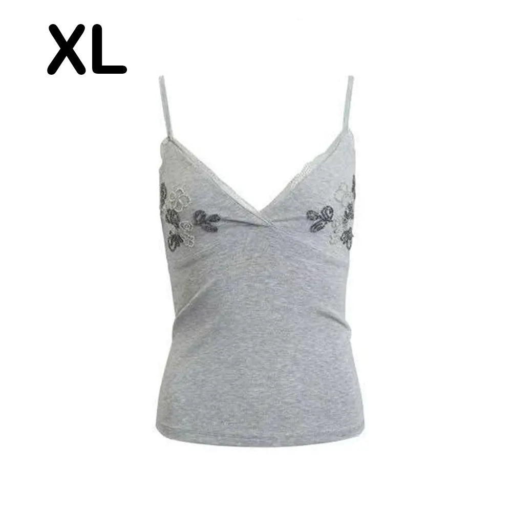 Rhinestone Floral Lace Camisole Top