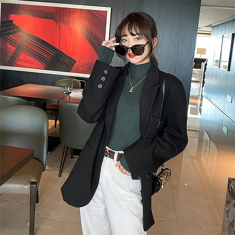 Slim Turtleneck Long-Sleeve Knit Top